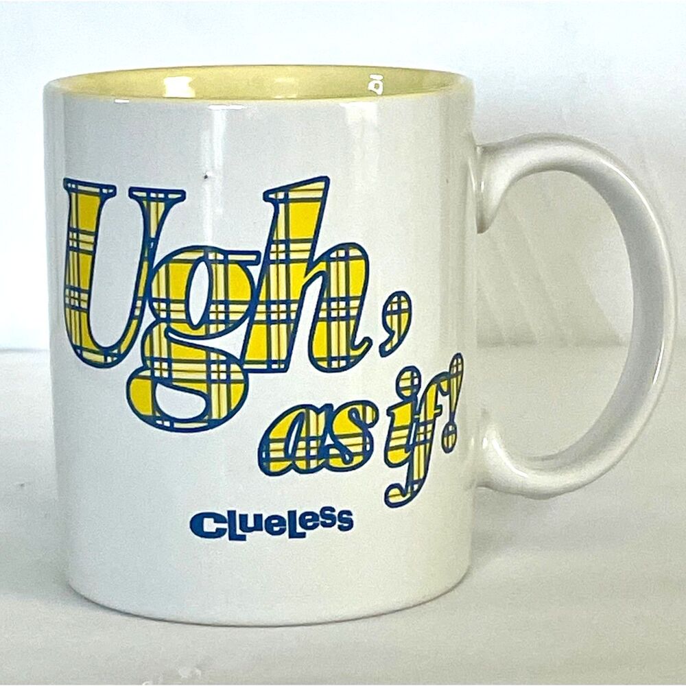 Clueless Ugh As If Coffee Mug Zak Designs Cher 90s Movie Quote Yellow Plaid